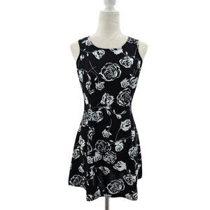 Vintage DBY Womens 6 Dress Mini Roses Floral Black Sleeveless Goth Retro 1980s